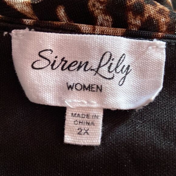 Siren Lily Plus Size 2XL Animal Print Blouse Top Shirt Women's Leopard - Picture 3 of 4